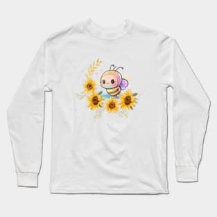 Bee On A Sunflower Long Sleeve T-Shirt